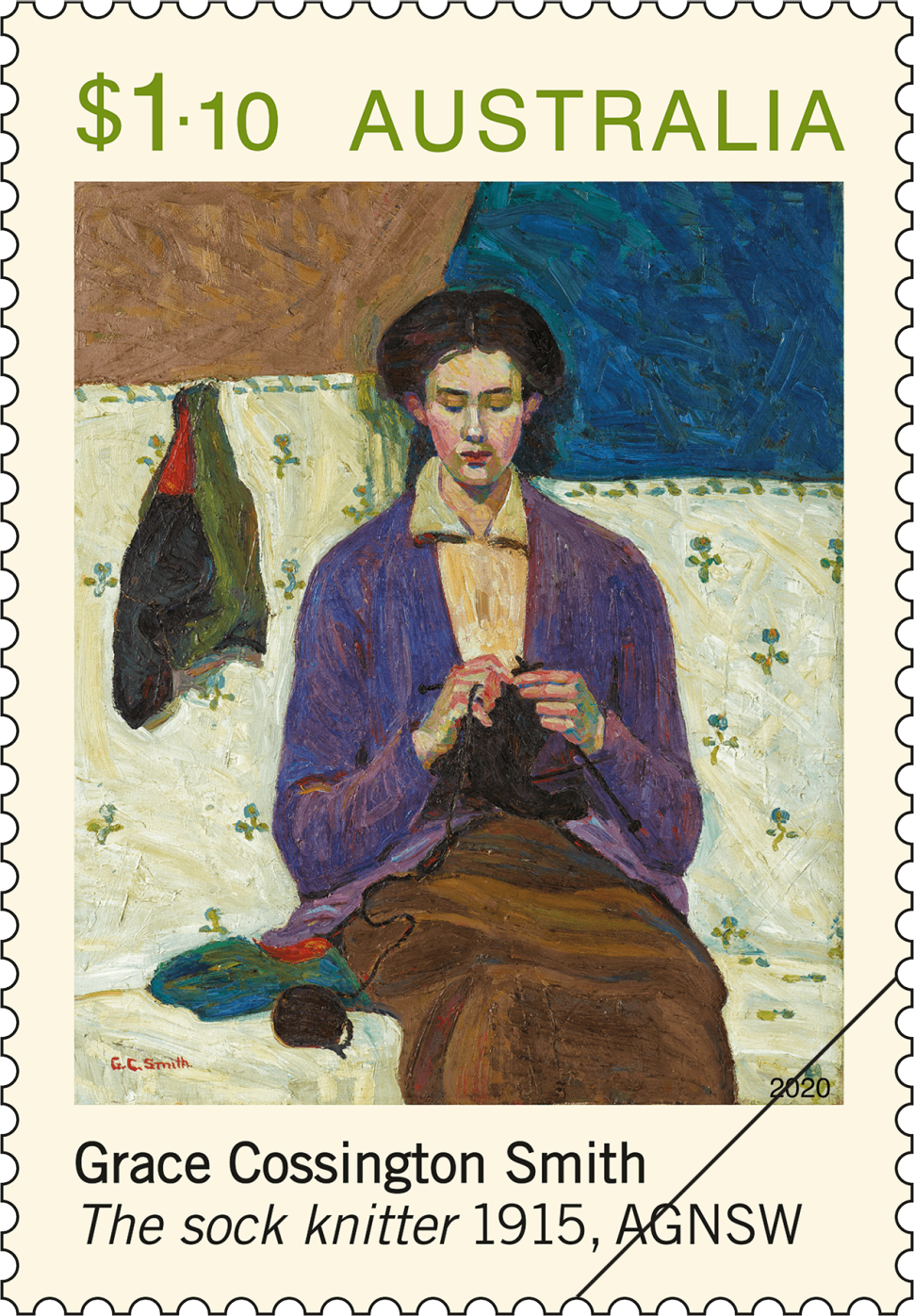 $1.10 Grace Cossington Smith, The sock knitter 1915