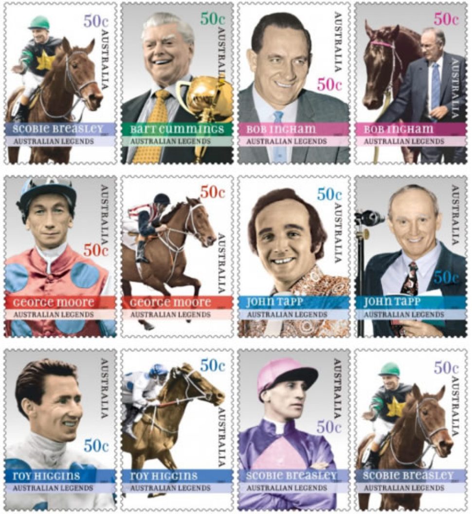 Australian Legends celebrating six greats of horse racing stamp issue 2007 - 12 stamps