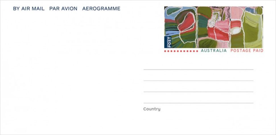 Airmail envelope featuring Jan Billycan's Kirriwirri 2009 