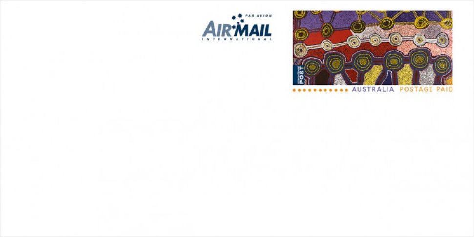 Ngaturn Tingari Tjukurrpa stamp on airmail envelope