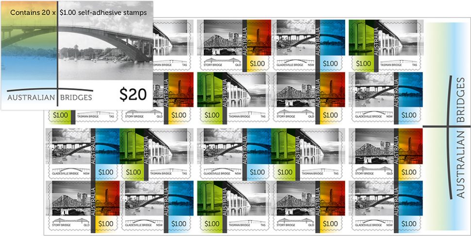2016 Bridges stamp issue, booklet of 20 self-adhesive stamps