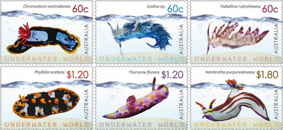 6 stamps depicting 2012 Underwater World