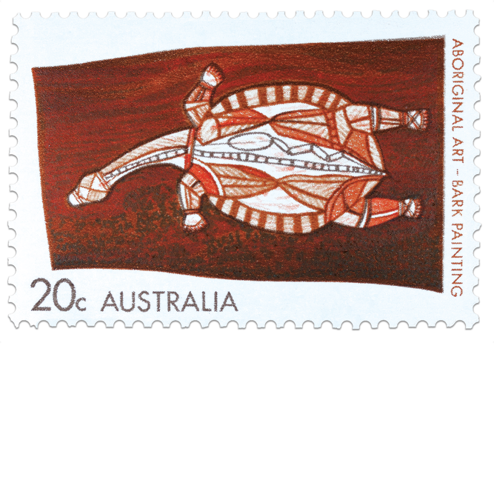 1971 Aboriginal Art - Bark Painting 20c stamp
