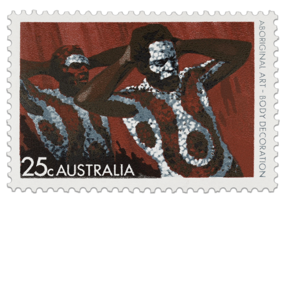 1971 Aboriginal Art - Body decoration 25c stamp