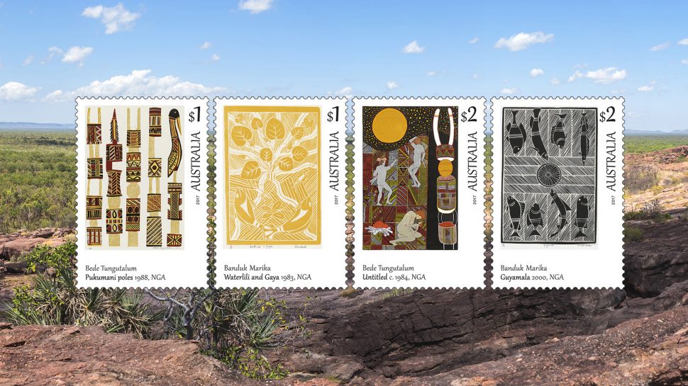 Aboriginal artwork represented on stamps