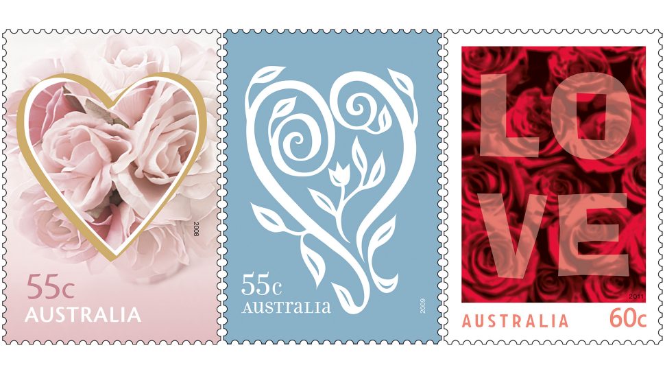 Love themed stamps from 2008, 2009 and 2011
