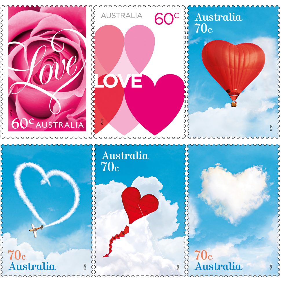 Love stamps from 2014 and 2015