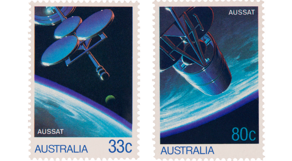 2 stamps in the 1986 AUSSAT stamp issue