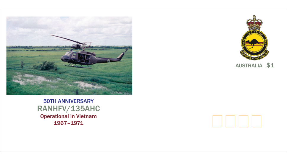 RAN Helicopter Flight Vietnam pre-stamped envelope. 