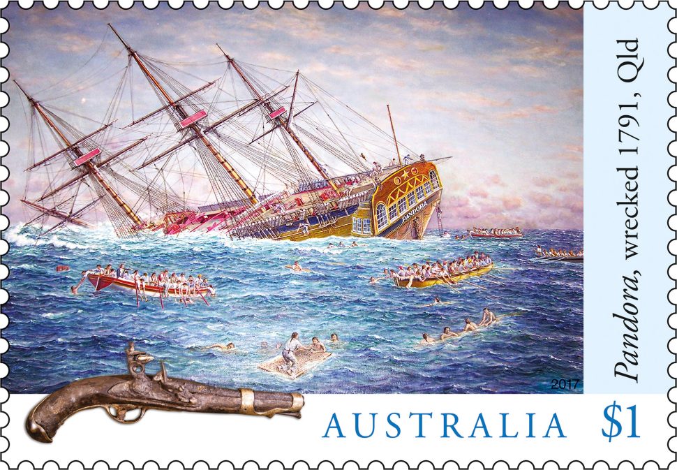 Shipwrecks, Pandora, wrecked 1791 stamp