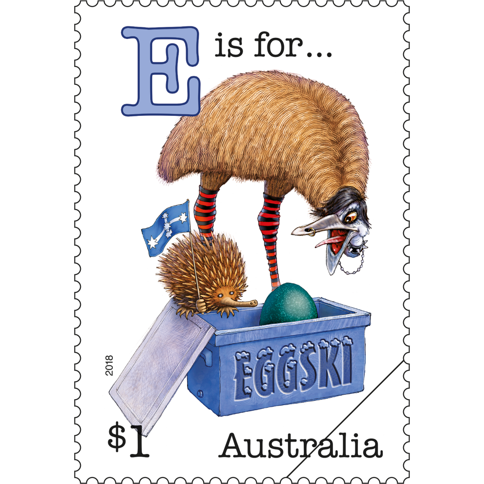 Fair Dinkum Aussie Alphabet part 4 E stamp