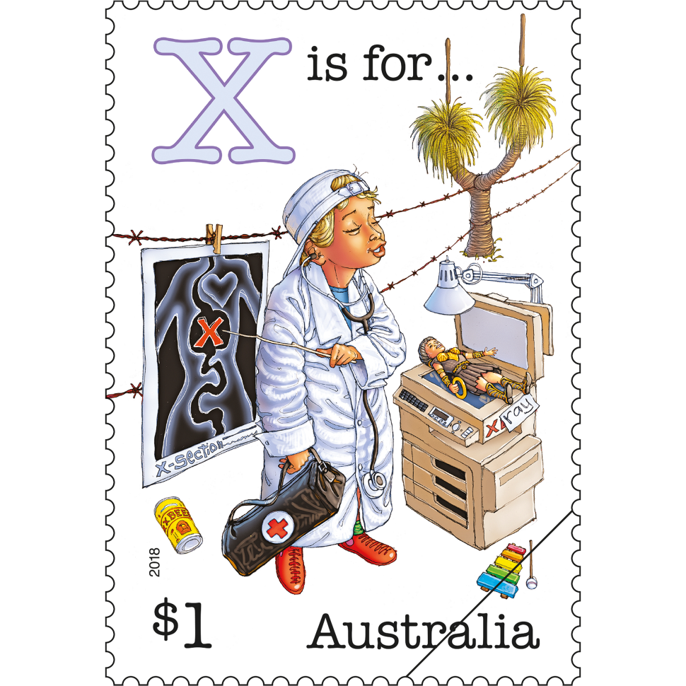 Fair Dinkum Aussie Alphabet part 4 X stamp