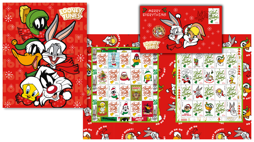 Christmas Looney Tunes stamp pack and postal numismatic cover