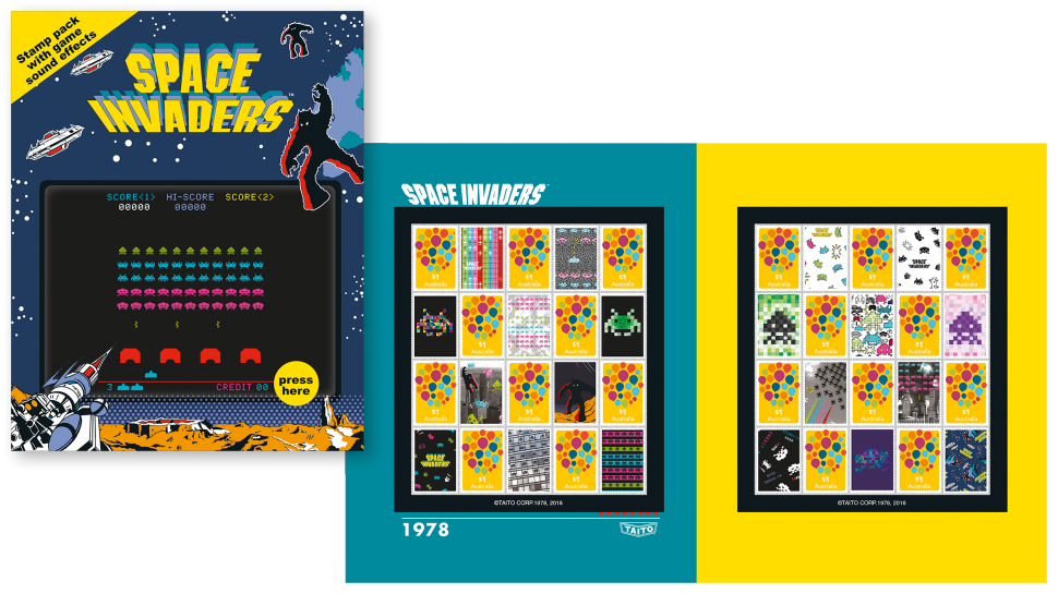 Space Invaders licensed stamp pack