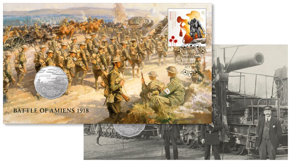 Battle of Amiens 1918 postal numismatic cover