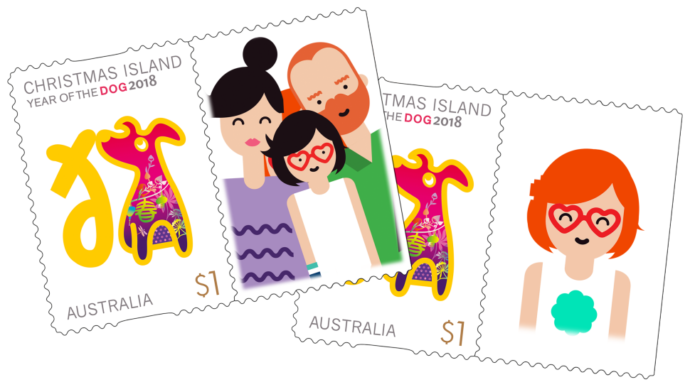 Christmas Island Year of the Dog 2018 personalised stamps