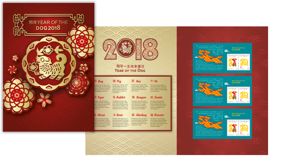 Christmas Island Year of the Dog 2018 Silk minisheet collection
