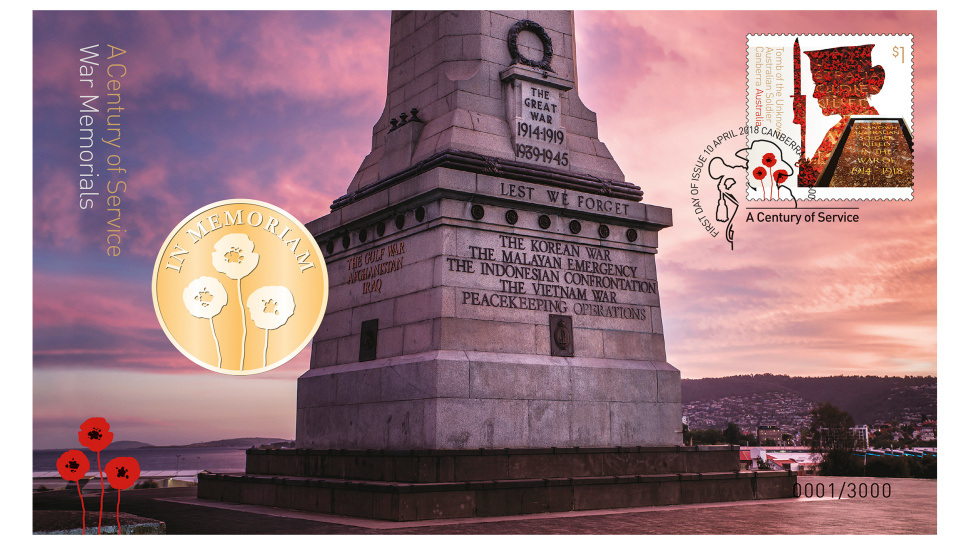 A Century of Service: War Memorials stamp and medallion cover
