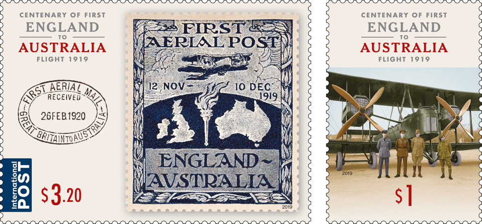 Centenary of First England to Australia Flight stamps