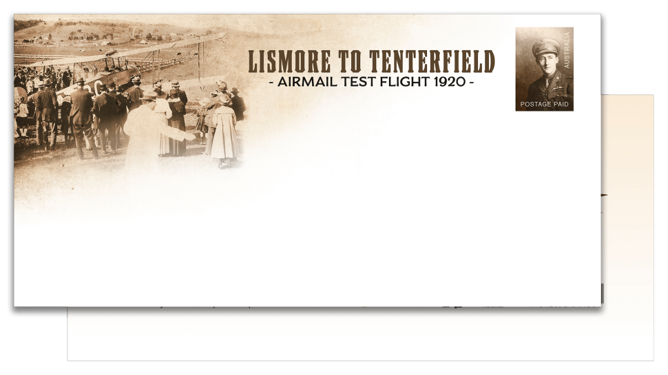 Lismore to Tenterfield Airmail Test Flight postage paid envelope