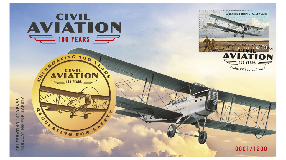 Civil Aviation: 100 Years stamp and medallion cover