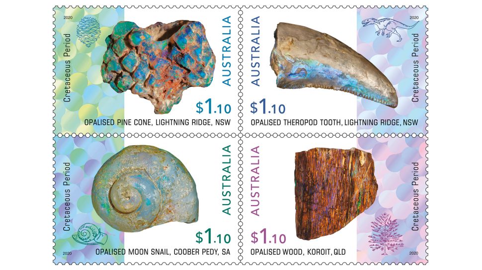 Set of Oplaised Fossils stamps