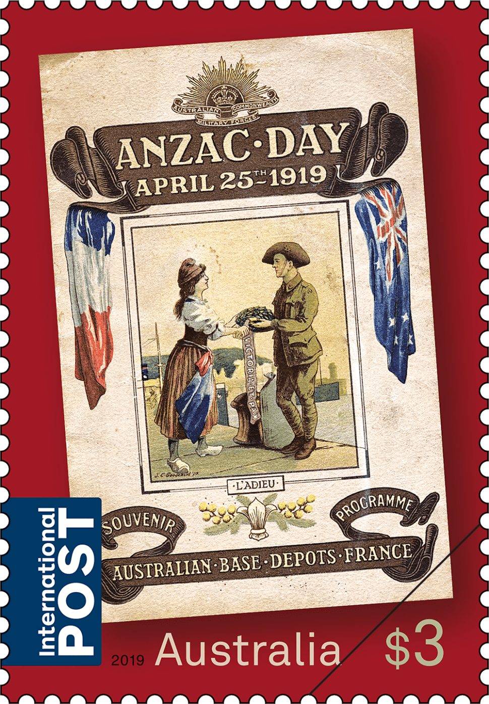 $3 - Anzac Day 1919, Australian Depots, France