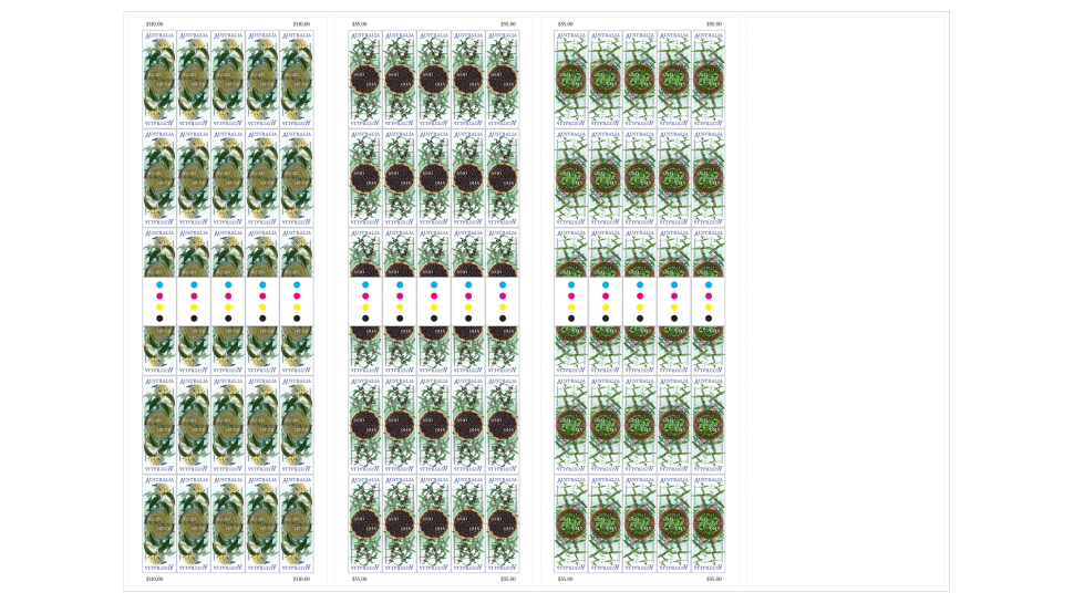 Sheet layout for the Bush Seasonings stamp issue.