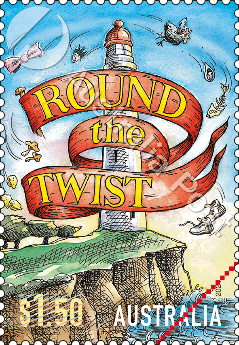 $1.50 Round the Twist stamp